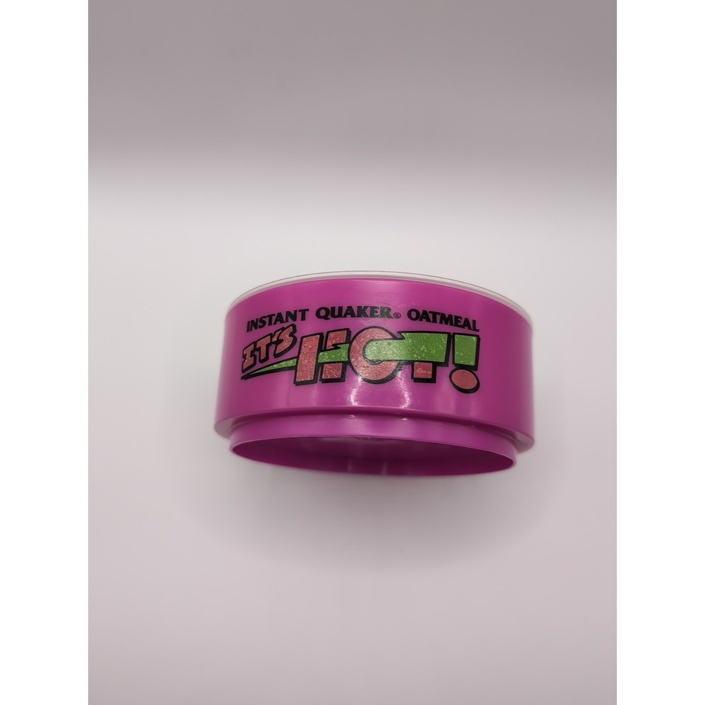 Vintage Instant Quaker Oatmeal It's HOT Pink Plastic Color Bowl 1992 With Lid - Picture 4 of 8